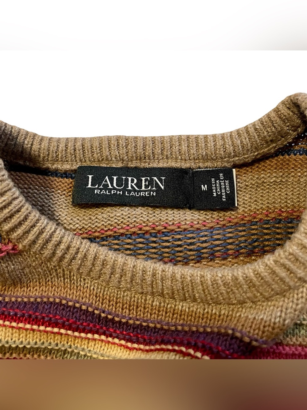 Lauren Ralph Lauren Sunset Striped Short Sleeve Knit Sweater Black Label Size M - Picture 4 of 6